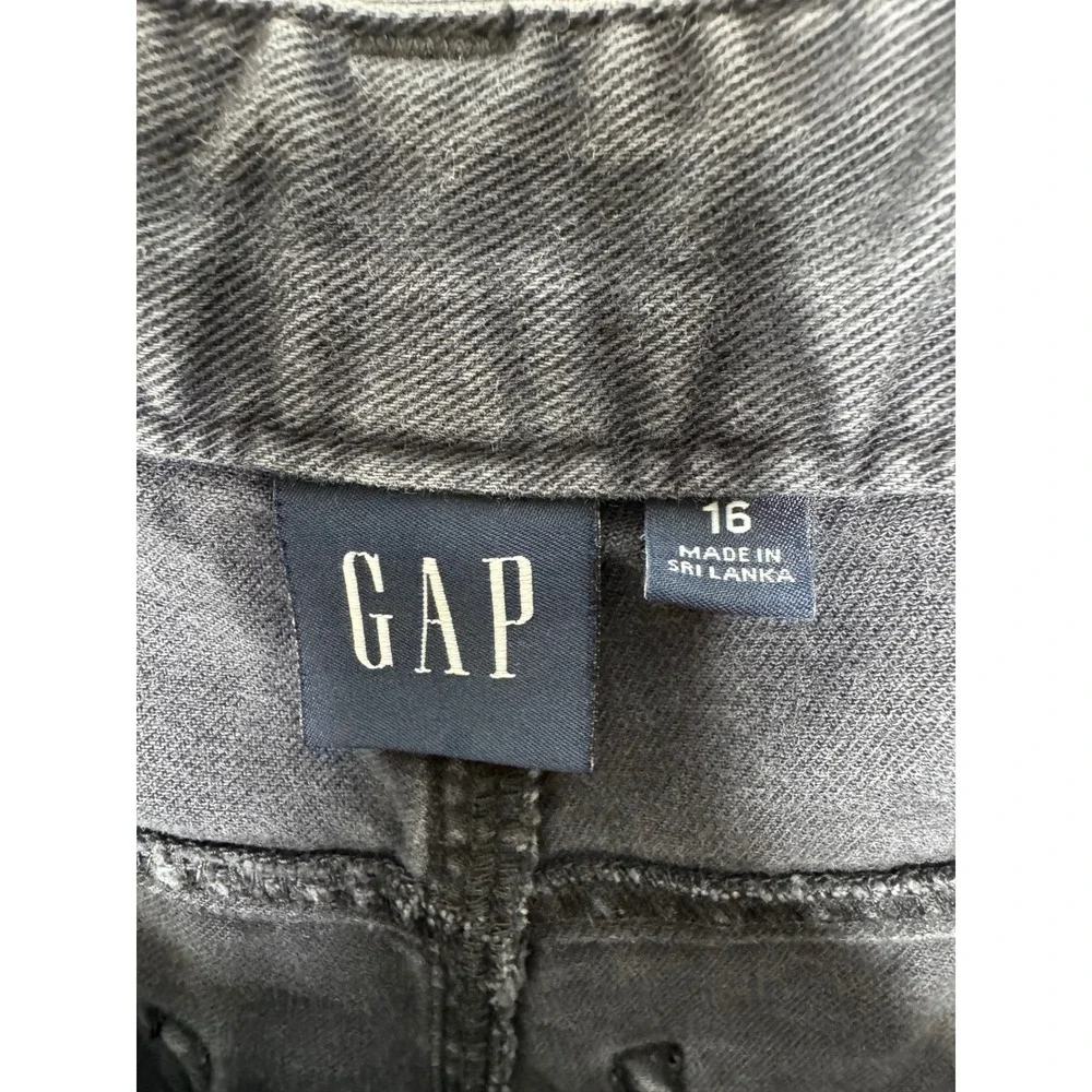 Gap Twill Wide Leg Pants Faded Acid Wash Black‎ High Rise Utility Womens 16